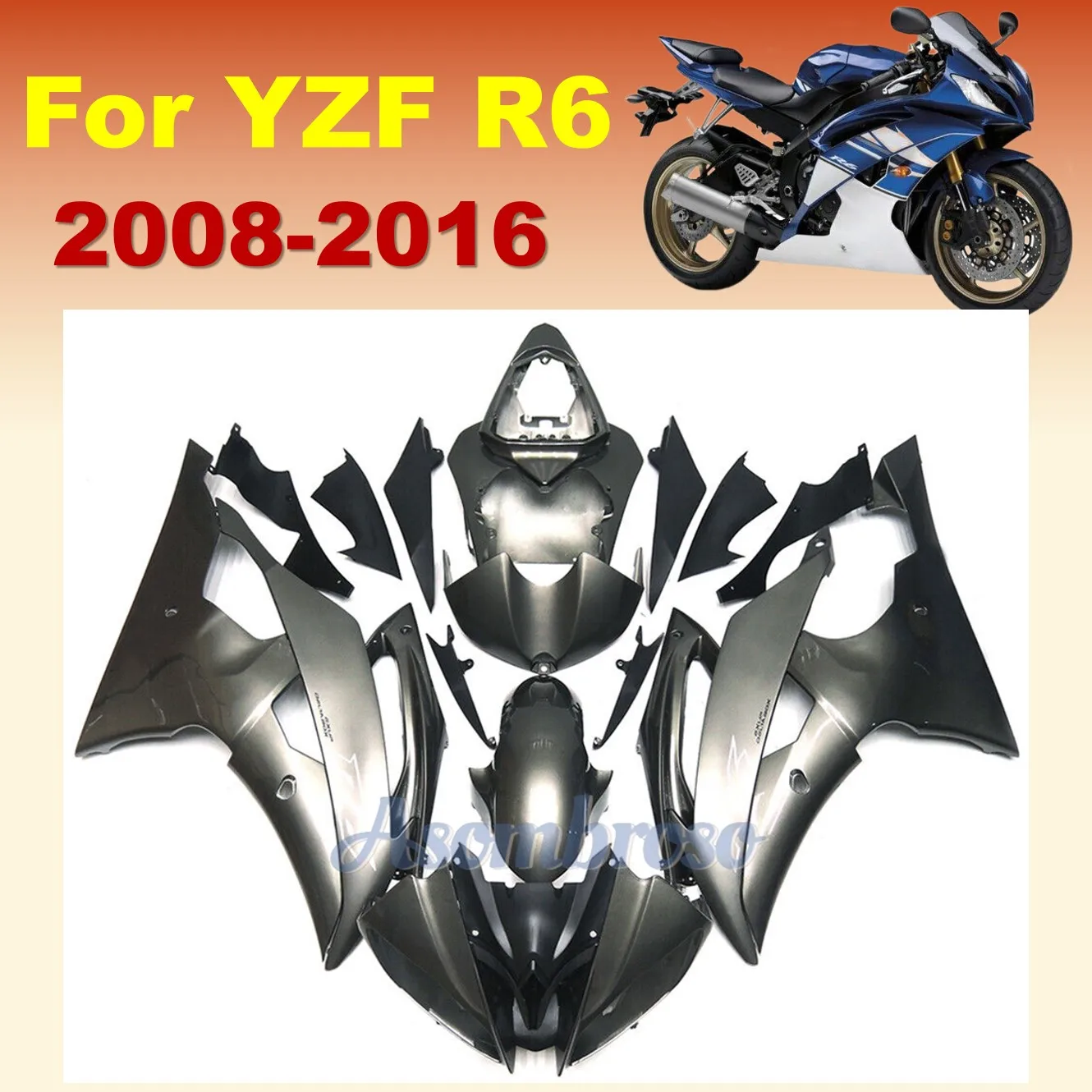 

Серебристые обтекатели, боди для YZFR6 2008-2016 YZF R6 YZF-R6 08-16 ABS Мотоциклетный комплект обтекателей, литьё под давлением