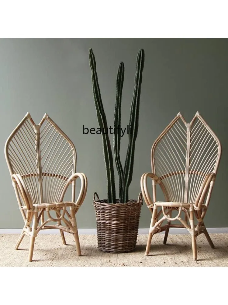 TT Ancient Fish Retro Rattan Chair Ins Chair B & B Single Leisure Chair Rattan Woven