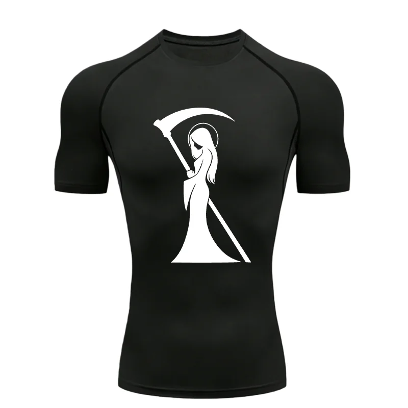 

Мужская спортивная футболка Grim Reaper 2026 для тренировок, фитнеса, компрессионных тренировок, топы Rashgard, быстросохнущая футболка с короткими рукавами