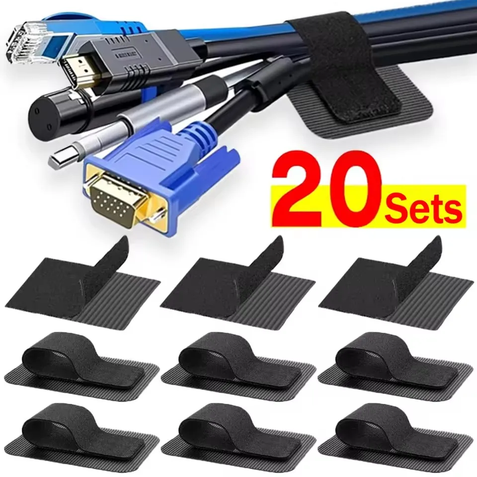 Adjustable Reusable Charger Cable Ties Self Adhesive Cord Organizer Straps Fastening Wire Desk Management Fastener Home Office