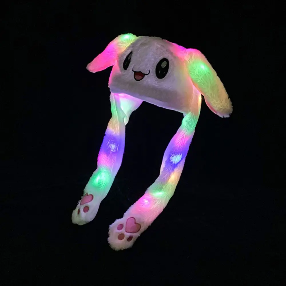 韓国風イヤーマフ、可愛いライトバニー耳付きイヤーフラップ、可動耳付き暖かい帽子、女性用ウサギ帽子、スカーフ付きぬいぐるみ帽子