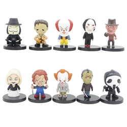 10pcs/set Horror Film Series Jason Freddy Chucky Pennywise Action Figure Toys PVC Model Halloween Gift Vinyl Figurine Doll Gift