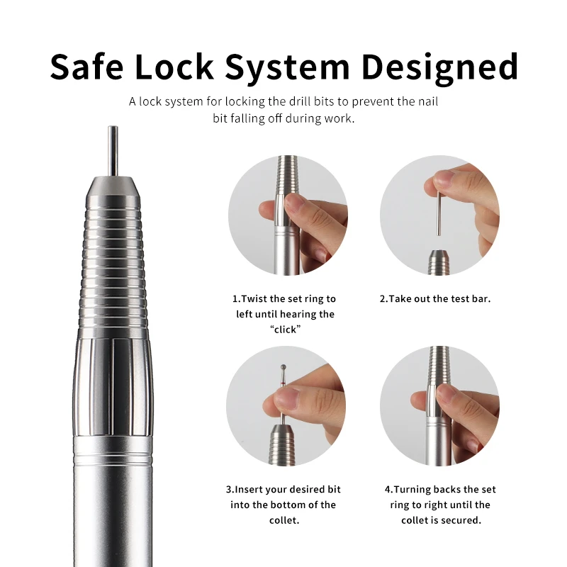 4QUEENS Perceuse à ongles électrique portable rechargeable, polisseuse à ongles, dissolvant électrique professionnel, stockage d'énergie, faible bruit, outils d'art des ongles