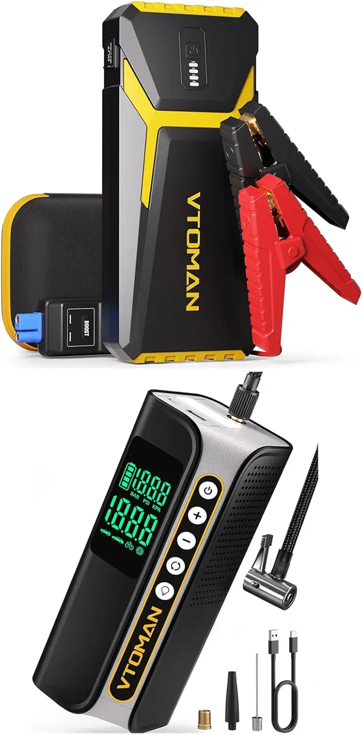 

Стартер V10 Pro 4500A, литиевый редуктор 12 В для газовых и дизельных автомобилей + воздушный компрессор X6 Pro