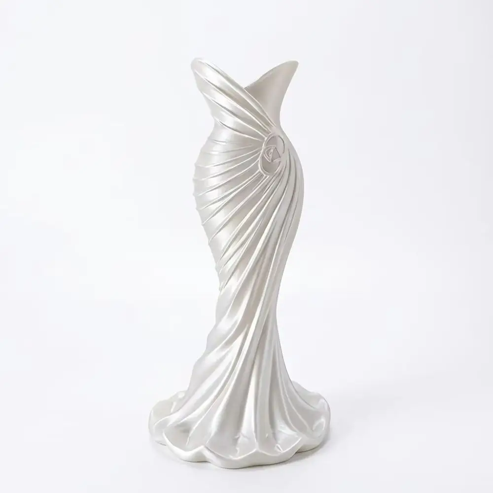 Gown-Shaped 3D Printed Flower Vases Twisted Design Flower Arrangement Elegant Dress Vase Minimalist-Style Decorative Vase