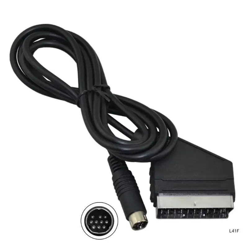 1.8m RGB Scart Cable Cord Stable Transmit 20-pin Connector for SEGA for Saturn NTSC and Plug Black