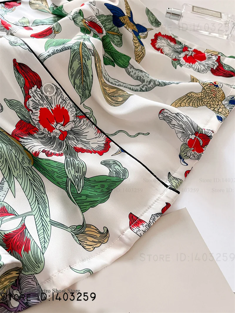 حريري الساتان النساء ملابس خاصة 2 قطعة منامة مجموعة طباعة زهرة الملابس الداخلية الحميمة منامة دعوى الربيع الصيف ملابس نوم جديدة المتسكعون #3