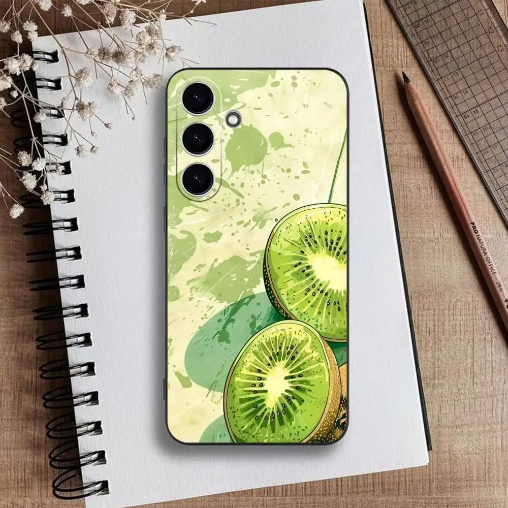 حافظة هاتف كيويفروت مقطوعة بشكل عصير لهاتف سامسونج جالاكسي A73، A72، A71، A70، A53، A52، A51، غطاء أسود من السيليكون الناعم