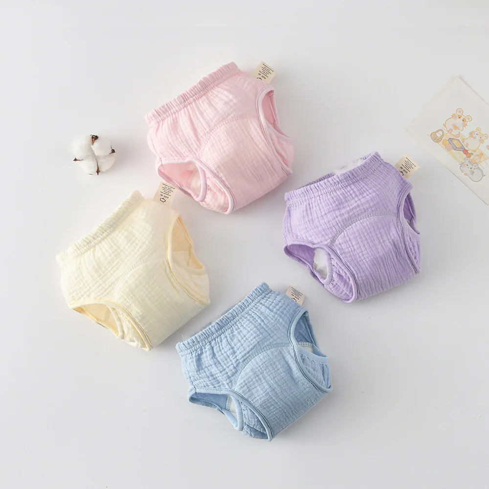 Oddychające majtki treningowe dla niemowląt, wodoodporne pieluchy, bawełniane gazy, pralne pieluchy dla małych dzieci, majtki do nauki korzystania z toalety.