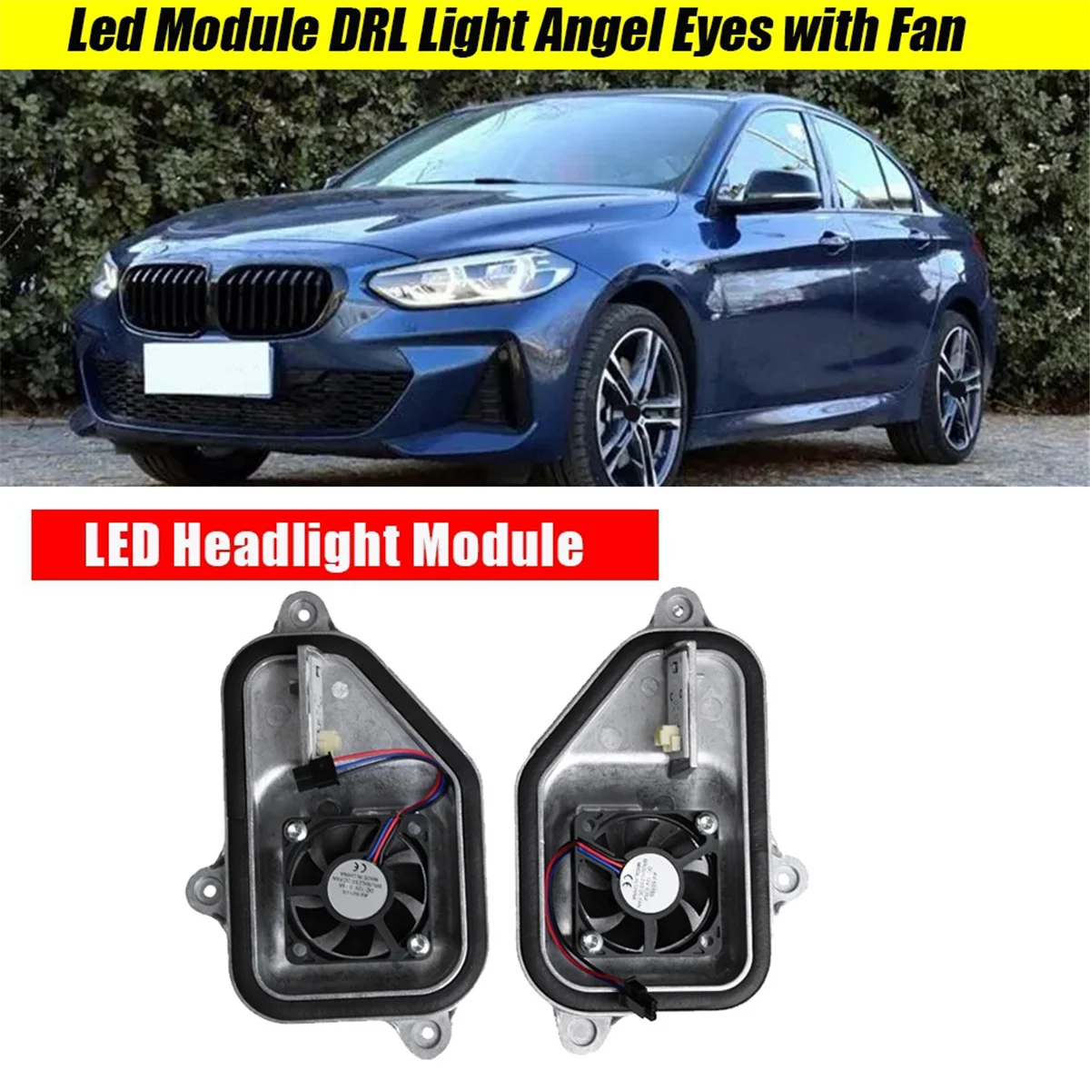 Lampu depan kanan modul LED mata malaikat dengan 63117466544B kipas untuk BMW 1 Series F52 2015-2022 lampu berjalan siang hari