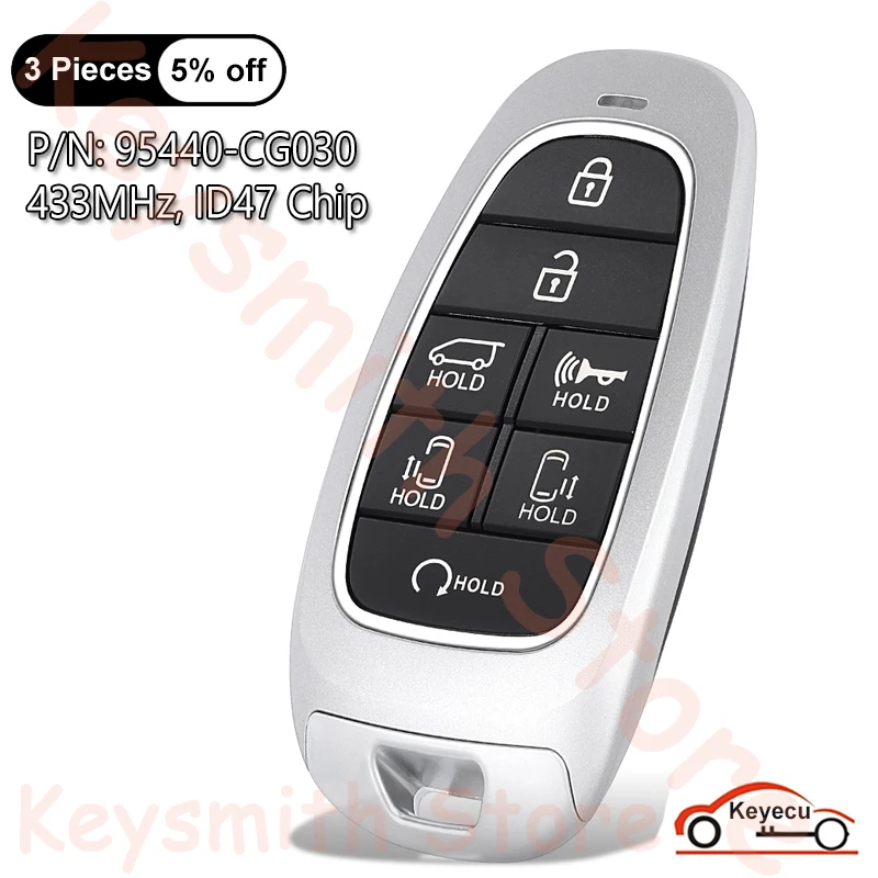

KEYECU 7 кнопок 433 МГц ID47 чип для Hyundai Staria 2021 2022 Автоматический Смарт-Брелок дистанционного управления 95440-CG030 идентификатор FCC: Φ