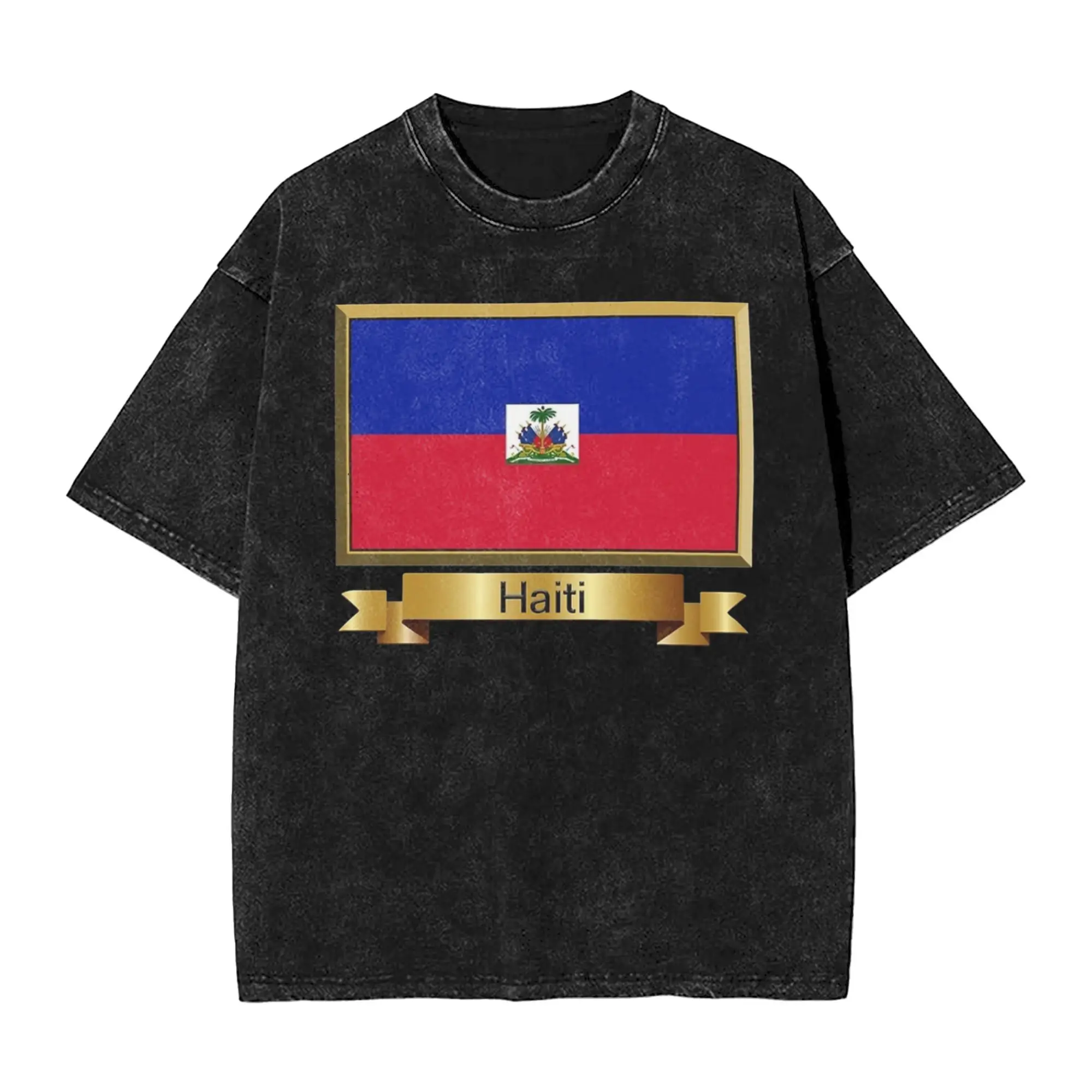 

Haiti Flag (2) T Shirt for Men Pure Cotton Funny T-Shirt Crewneck Tee Shirt Short Sleeve Clothing Unique