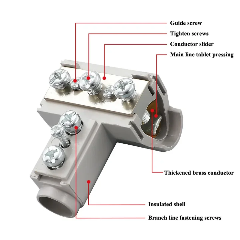 80-415A T-shaped Clamp Wire Splitter High-power Copper Cable Connector 3-way Branch Quick Wiring Terminal Block