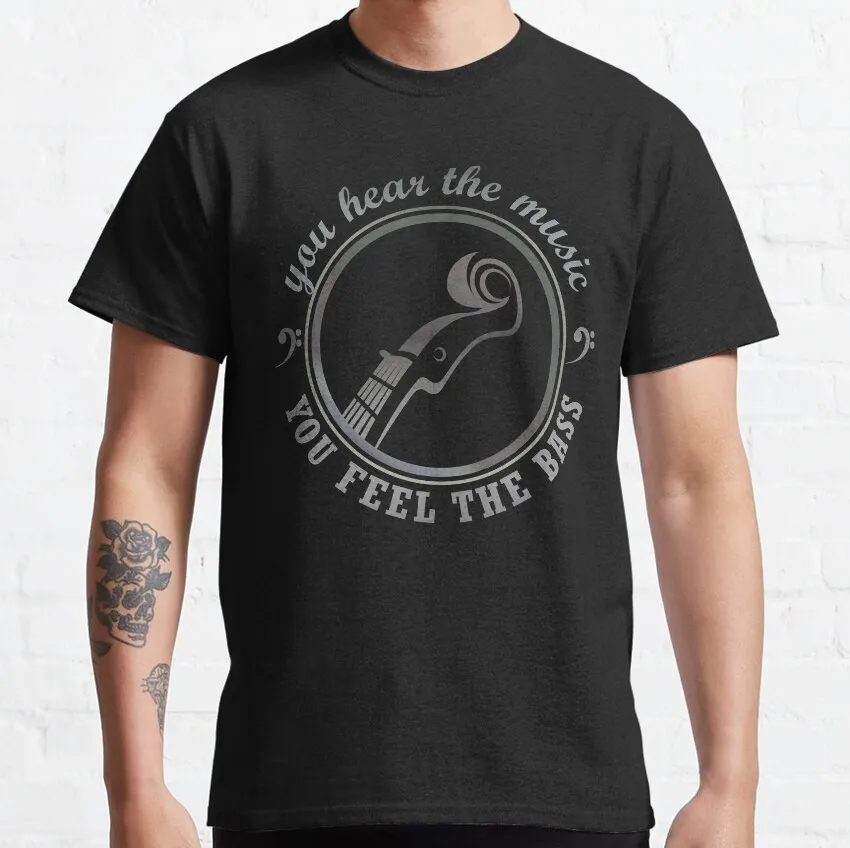 You hear the music, YOU FEEL THE BASS  T-Shirt for Music Lover Bassist Rock Music Unisex Short Sleeve Tee Vintage Musician Tops