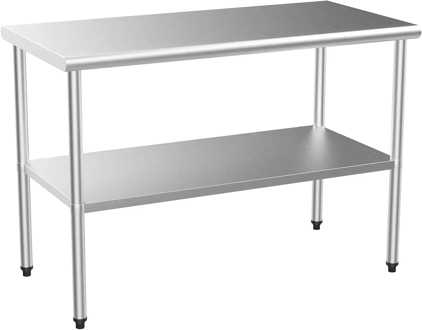 Mesa de aço inoxidável de 48 '' x 24 '' para preparação e trabalho, mesas de trabalho e estações de trabalho comerciais, mesa de metal resistente NSF com A