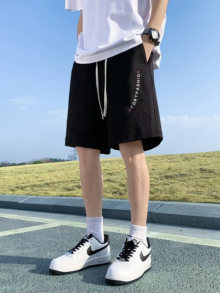 

2025 мужские летние вязаные спортивные шорты с 4 карманами, эластичной резинкой на талии, свободные прямые повседневные шорты, большой размер 8XL