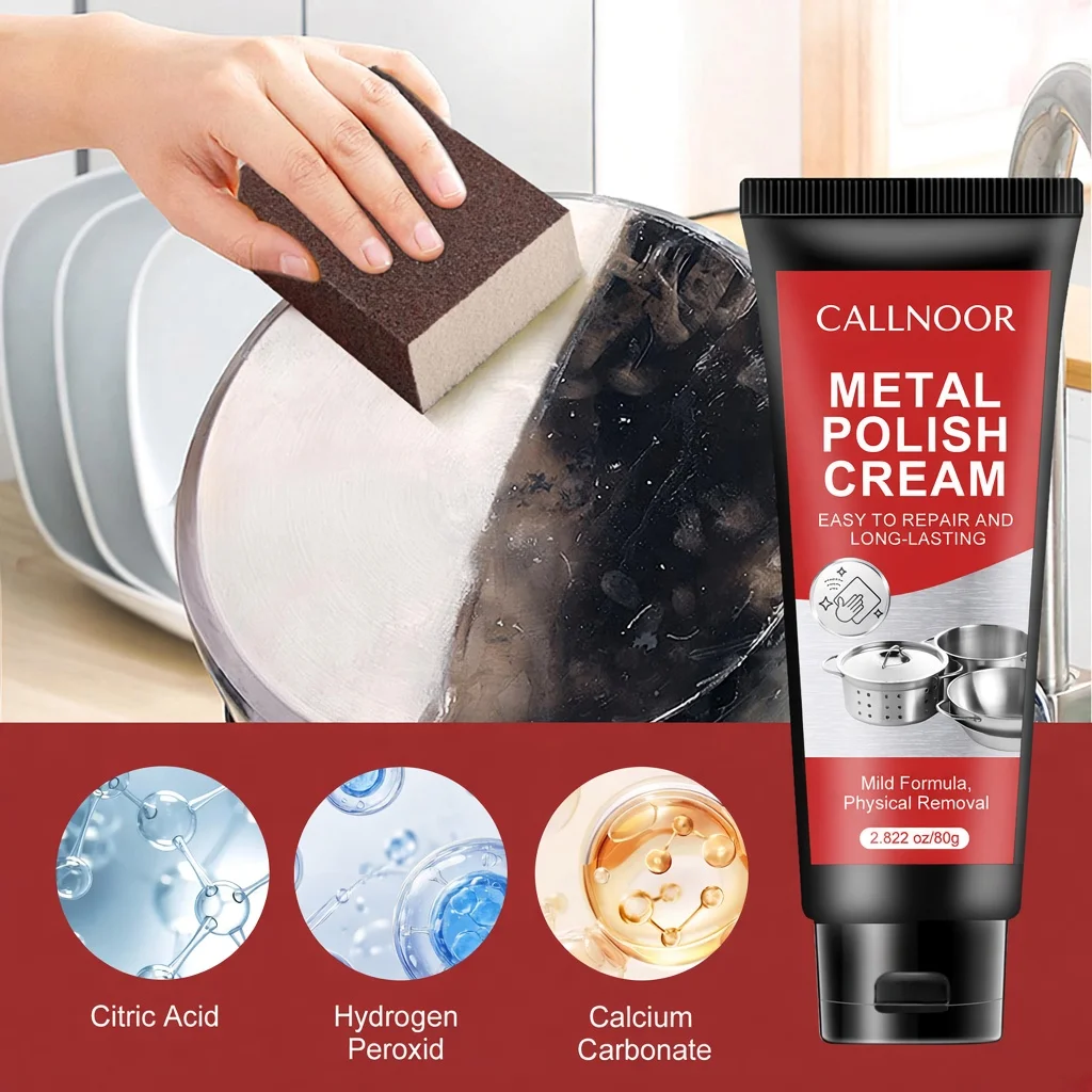 Metal Polish Cleaning Cream - Easy Repair & Long-Lasting - For Fridge, Stovetop, Jewelry, Decorations & Kitchenware