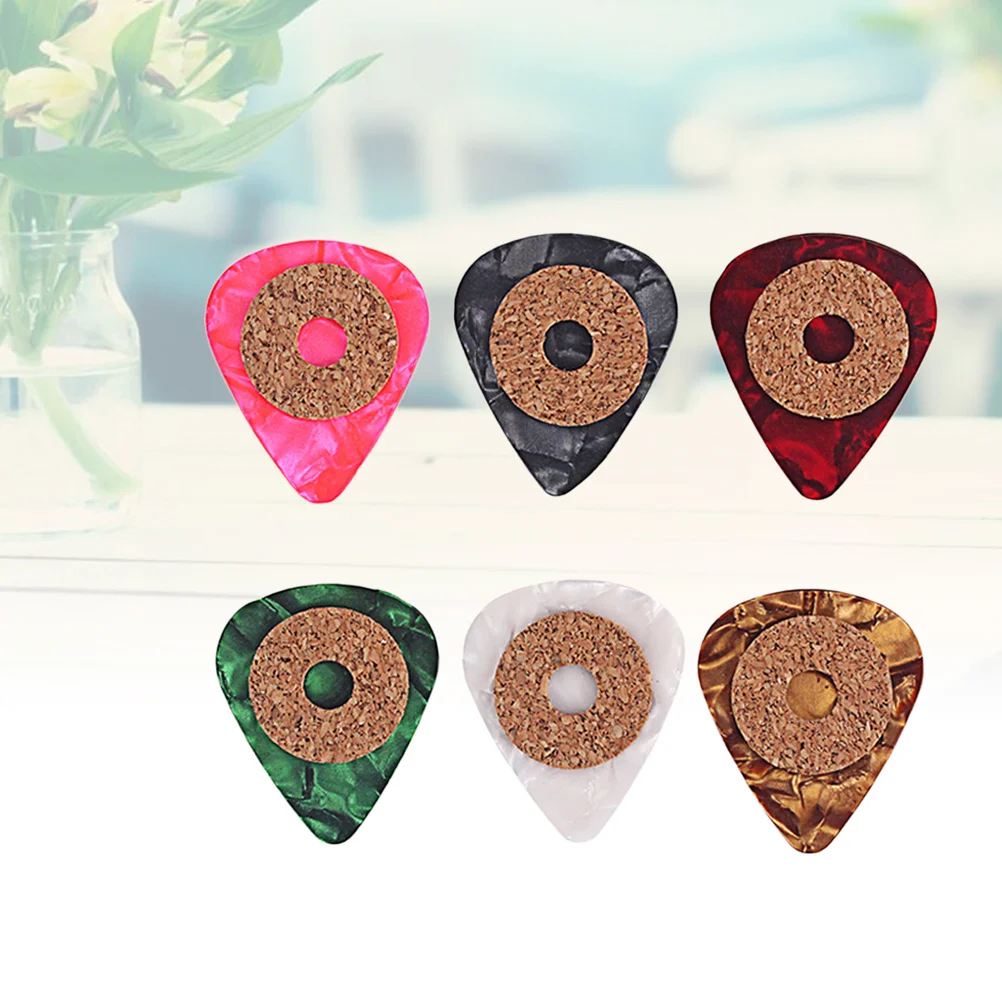 

6Pcs Guitar Plectrum Pick Colorful Lightweight Non-Slip Grip Cork Tape Thin Guitar Picks for Acoustic Bass Ukulele Mandolin
