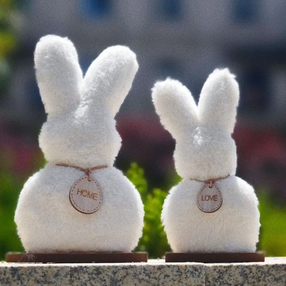 2PCS Cartoon Easter Bunny Ornaments Cute Standing Easter Desktop Ornament Soft Handmade Balcony