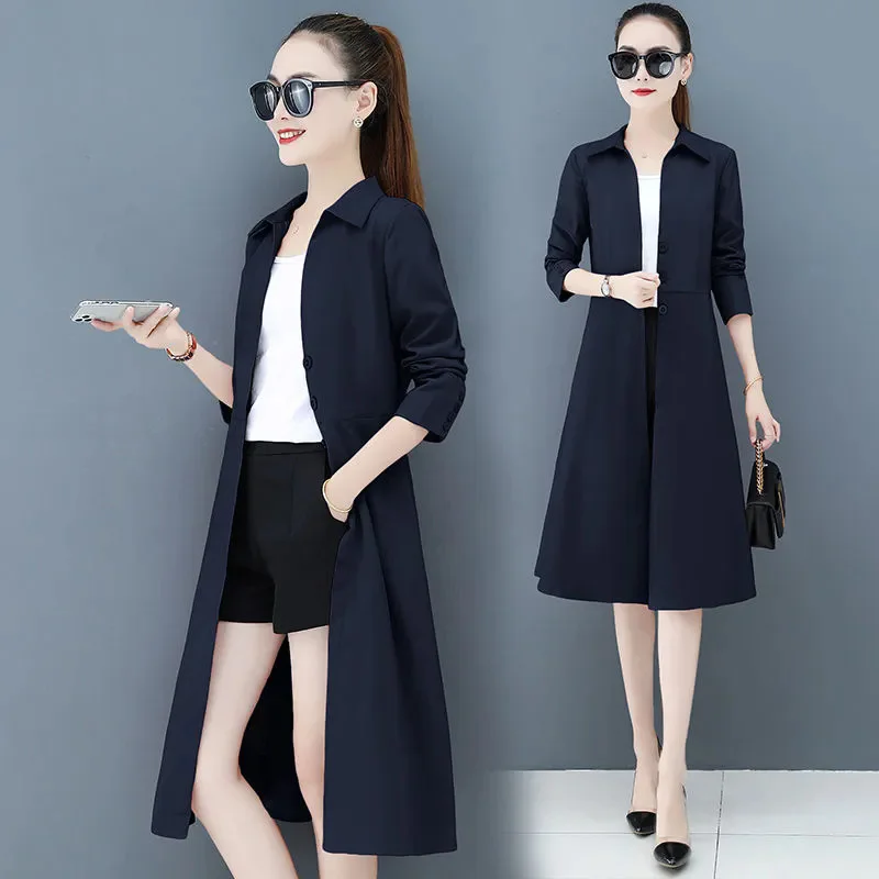 2024 Thin Windbreaker Dress, Women's Mid Length, 2024 Spring And Autumn New Splicing Elegant, Slim Fit, Long Waist Jacket Female