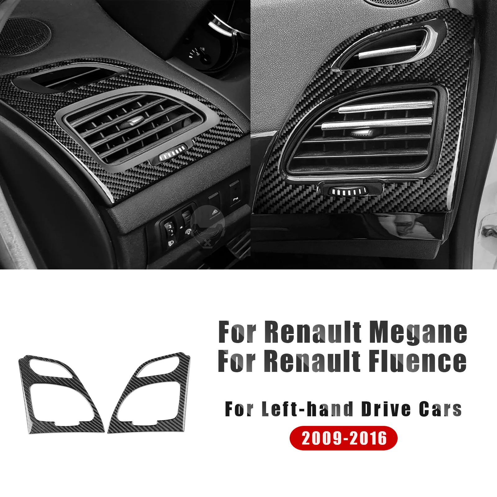 For Renault Megane/Fluence 2009-2016 Car Interior Trim Accessories Real Soft Carbon Fiber Stickers Dual side vents