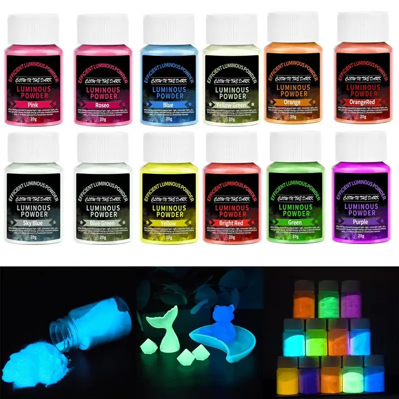 20g/Bottle Luminous Powder Resin Pigment DIY Epoxy Resin Mold Nail Art Glitter Powder Glow In The Dark Jewelry Making Supplies