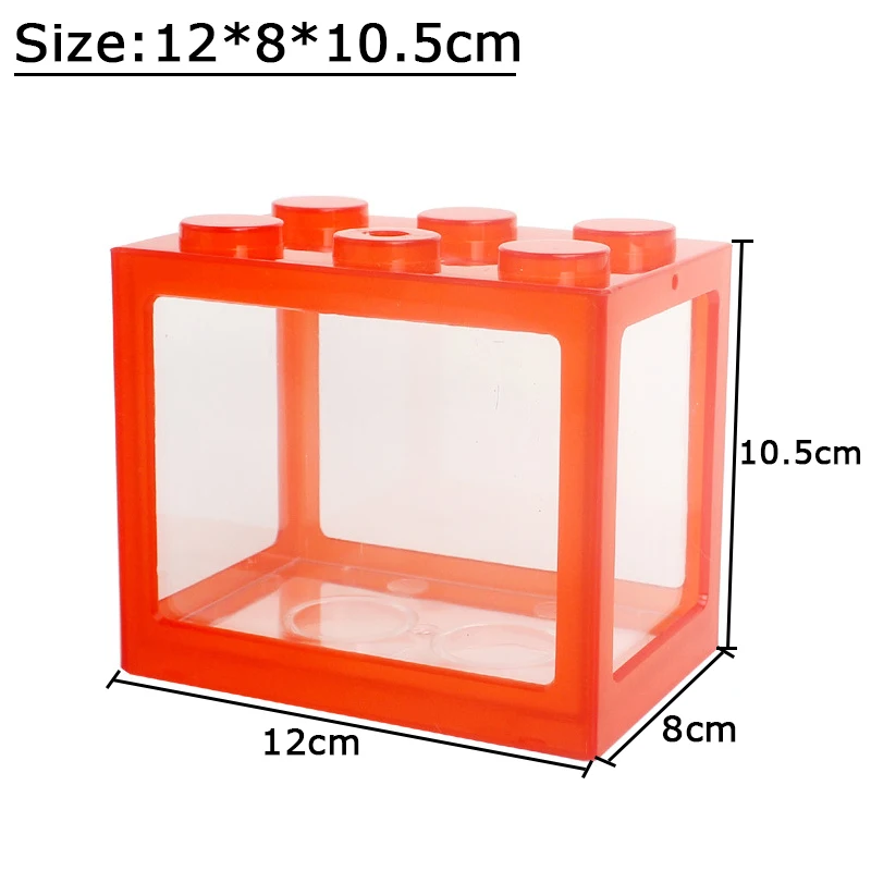 2Pcs Mini Ornamental Live Betta Fish Tank Aquarium Stackable Cube Tank With Building Block Fish Tank Decoration Fish Accessories