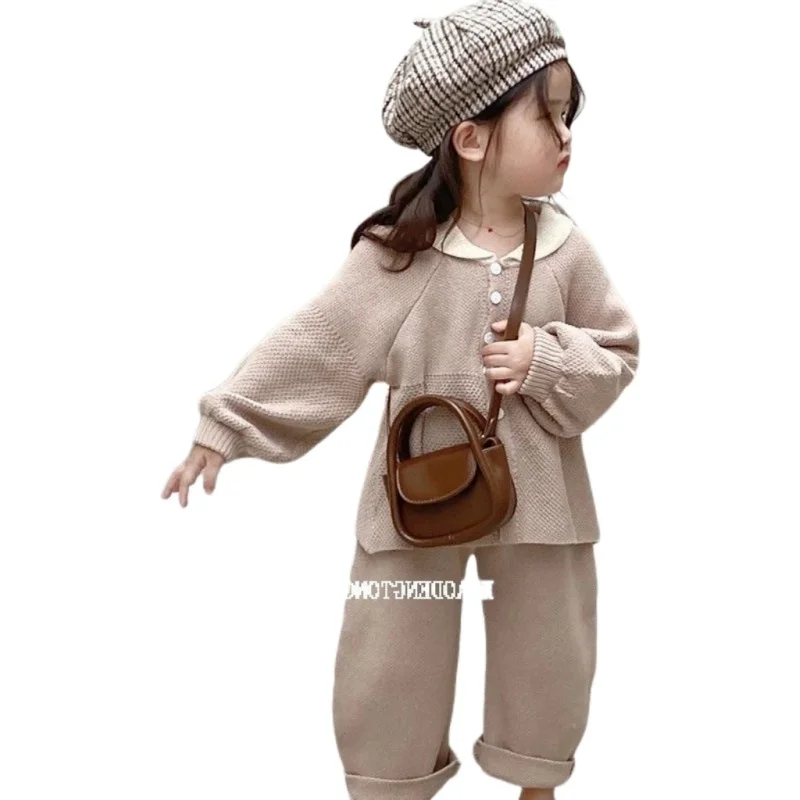 Girls Coat+Pants Kids Suits 2PCS/Set Cotton 2024 Elegant Spring Autumn Cotton Tracksuit Jogging Suit Christmas Gift Children Clo