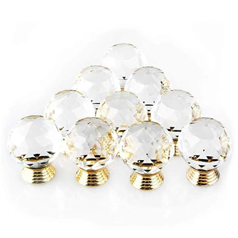 1pcs  Single Hole 30MM Crystal Glass Ball Handle Handle European Cabinet Door Drawer Handle Furniture Hardware Accessories