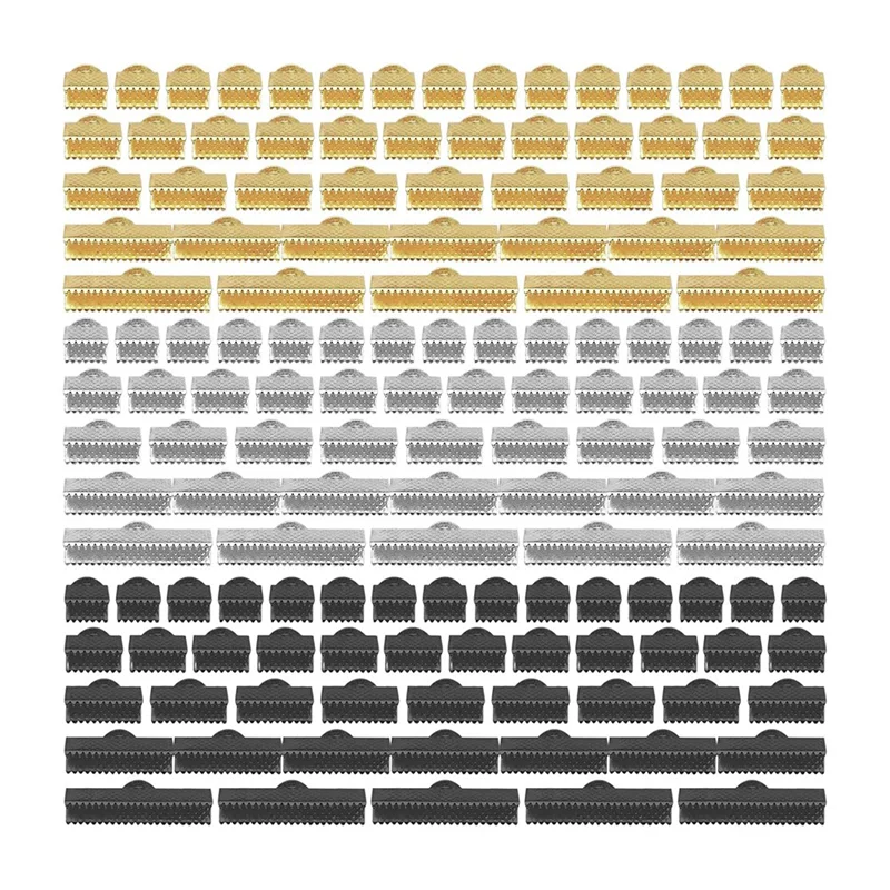 

ABRE-Iron Ribbon Ends With Clamps, Crimp Fasteners-150 Pieces For Bracelets Bookmarks, Leather, Suede Jewelry Making Supplies