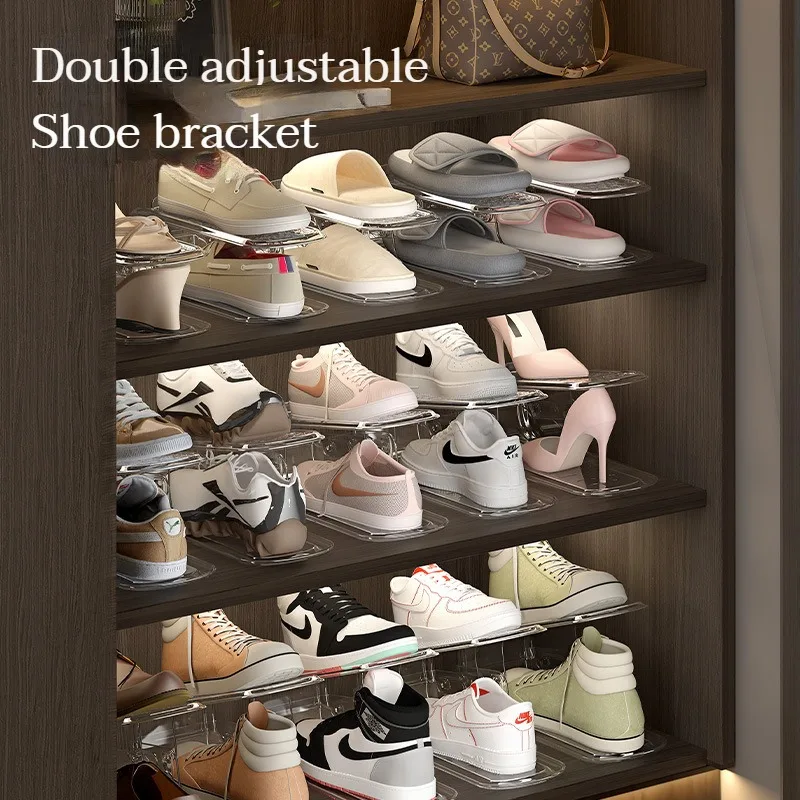 Transparent Double Layer Shoe Tray, Bracket, Shoe Cabinet Storage Space Saving, Shoe Drying Storage, Household Organiser