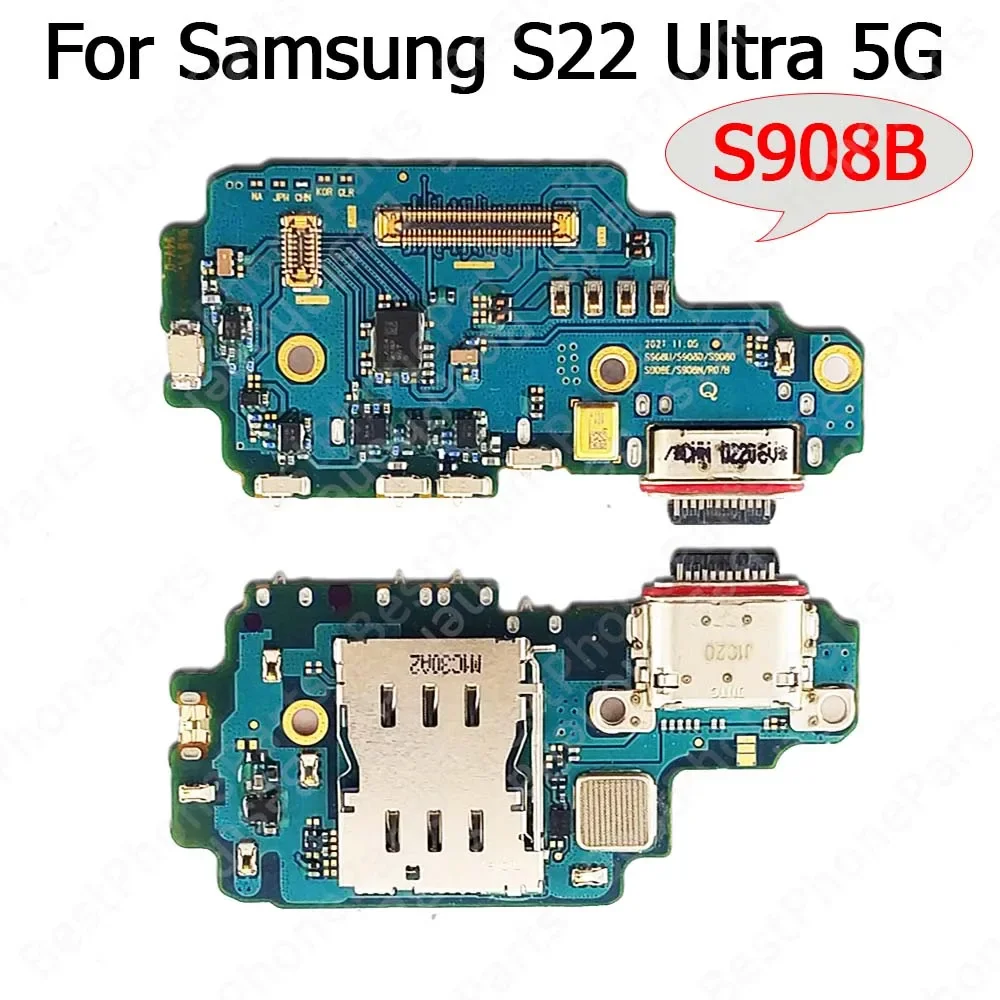 For Samsung Galaxy S22 Plus S22+ S22 Ultra 5G S901 S906 S908 Charging Port Charge Board Plate Usb Connector Replacement Parts