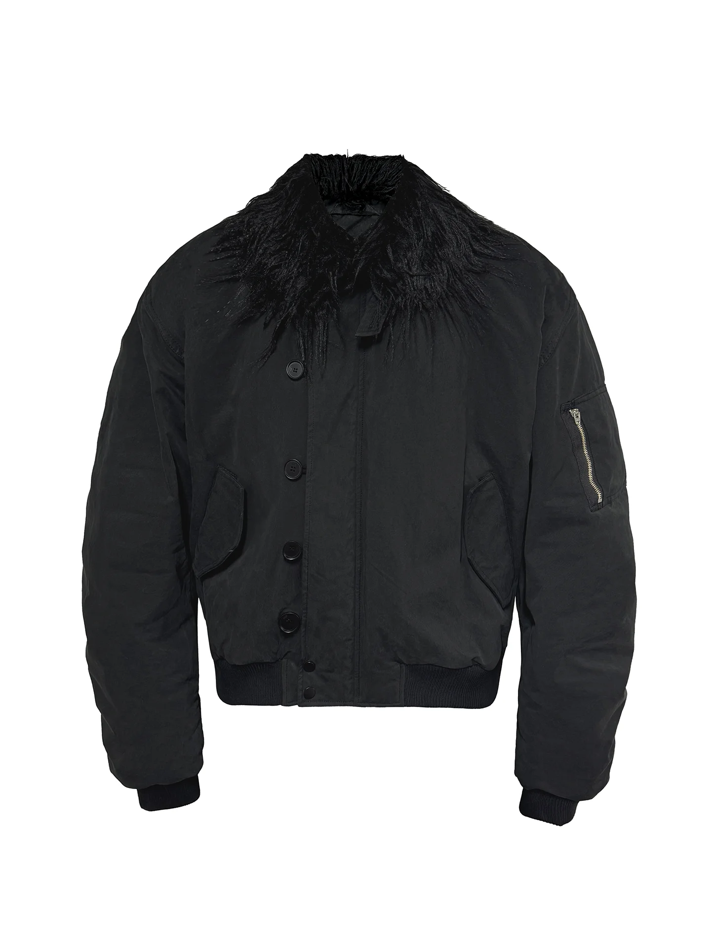 JCAESAR Padded Jacket with Detachable Fur Collar Washed Rough Texture Cotton Coat Unisex Short Zipper Warmth Youth Fashion