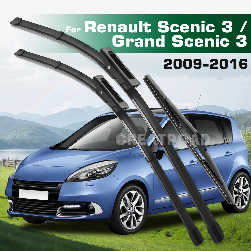 

GREATROAD Wiper LHD&RHD Front & Rear Wiper Blades Set For Renault Scenic 3 / Grand Scenic 3 2009 - 2016 Windshield Windscreen