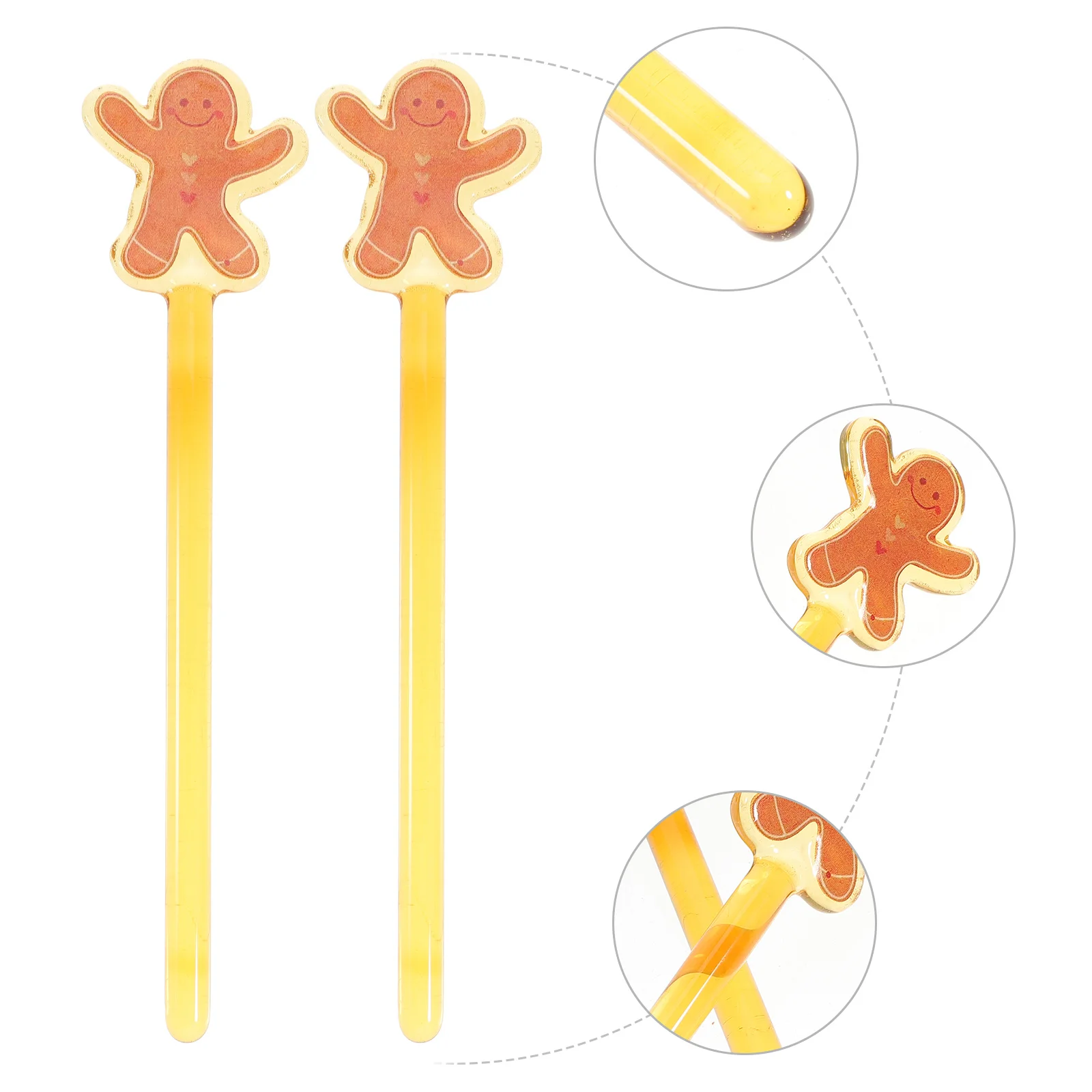 

2Pcs Gingerbread Man Stirring Stick Reusable Glass Coffee Mixing Rod Cocktail Bar Honey Dipping Swizzle Sticks