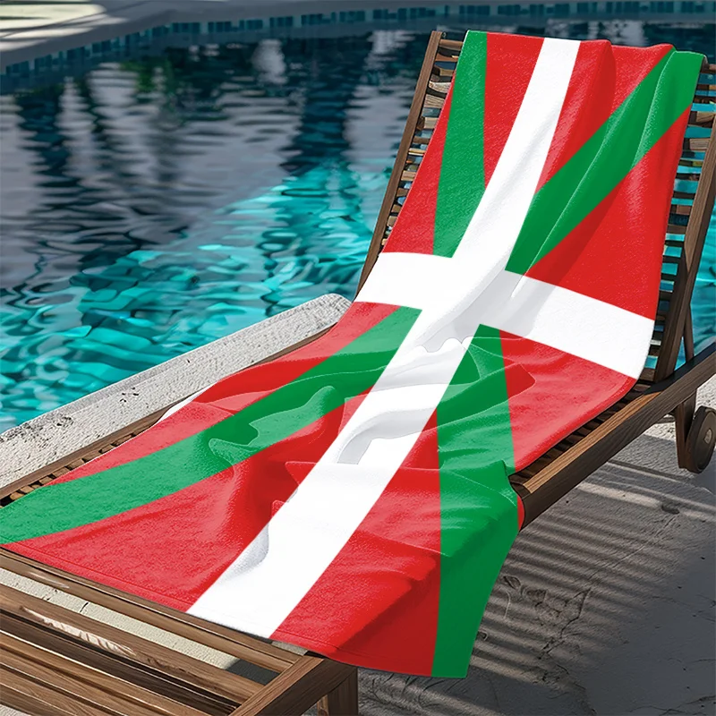 Customize Oversized Basque Country Flag Themed Beach Towel - Thick And Quick-Drying - Creatively Designed Print - Large Bath Tow