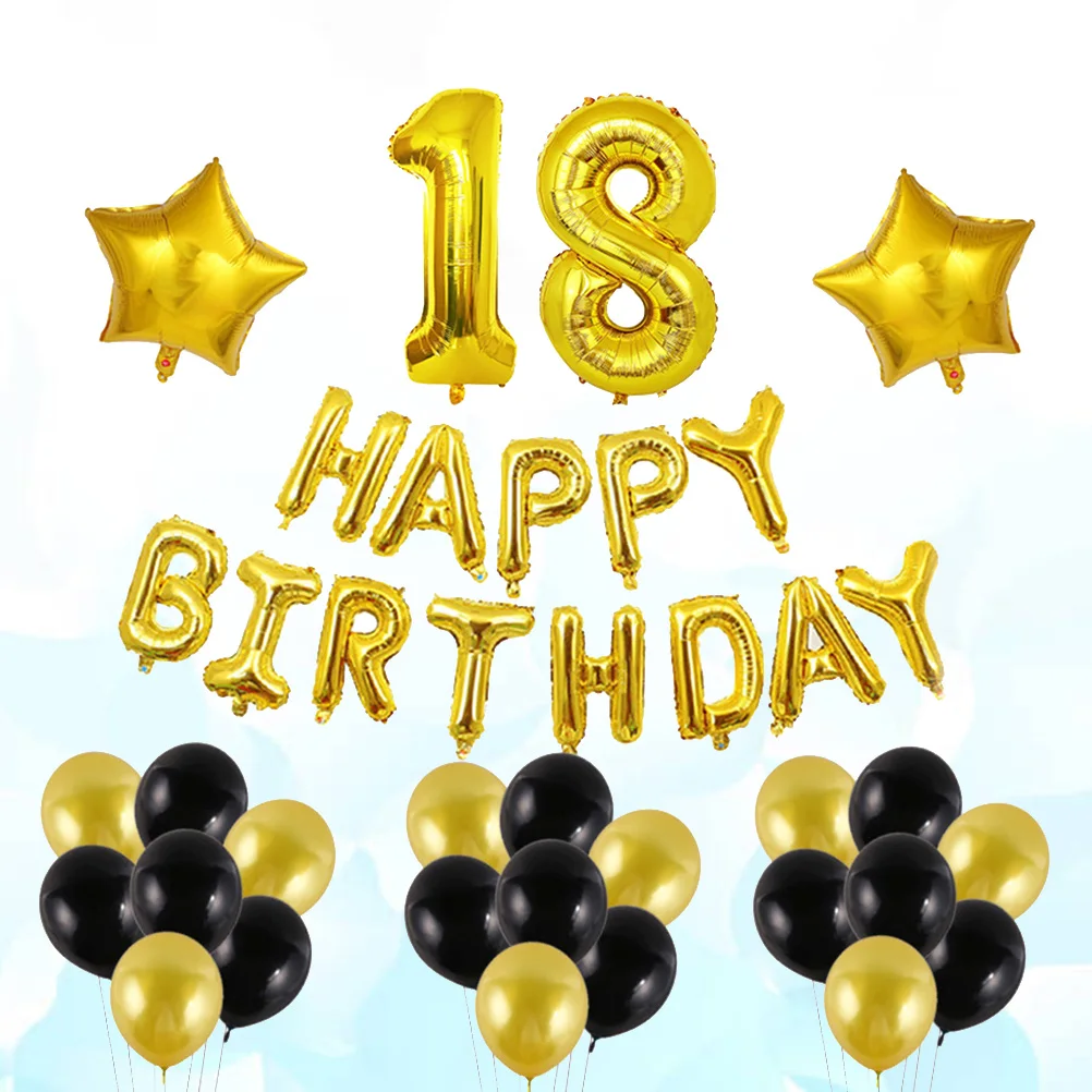 

Happy Birthday Balloons Set 18 Years Latex Emulsion Decorative Party Supplies Kids Bedroom Living Room Wall Outdoor