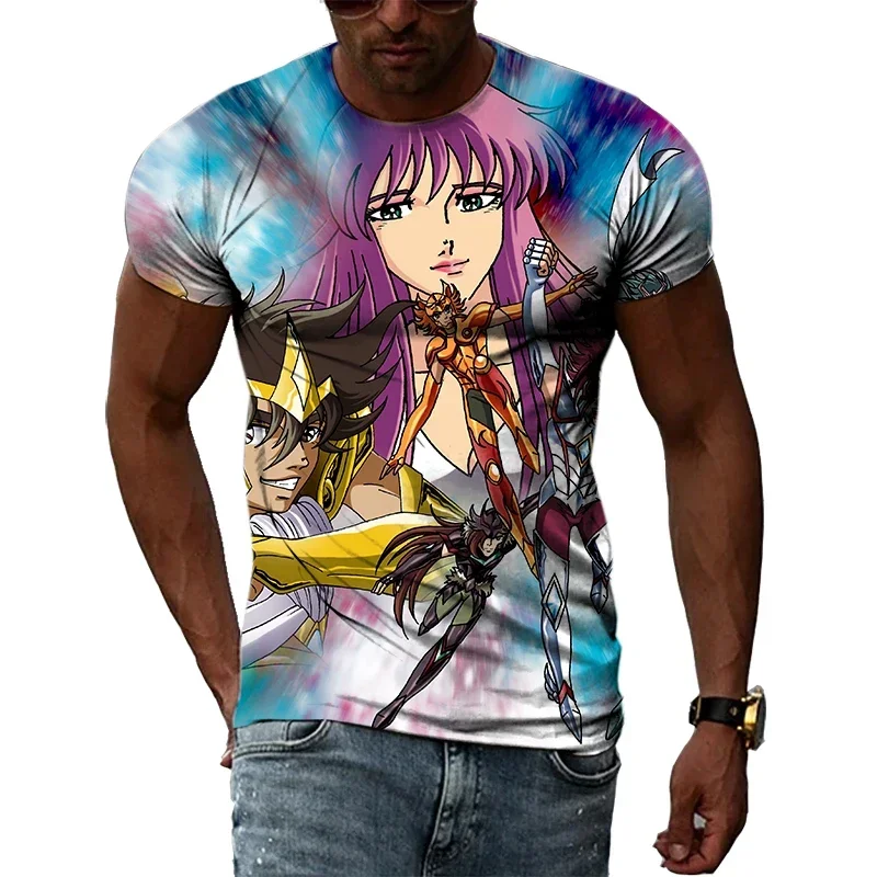 Anime Gold Saint Seiya 3D Printing T-shirt Men Women Aesthetic Personality Round Neck Short-Sleeved Harajuku Street Style Top