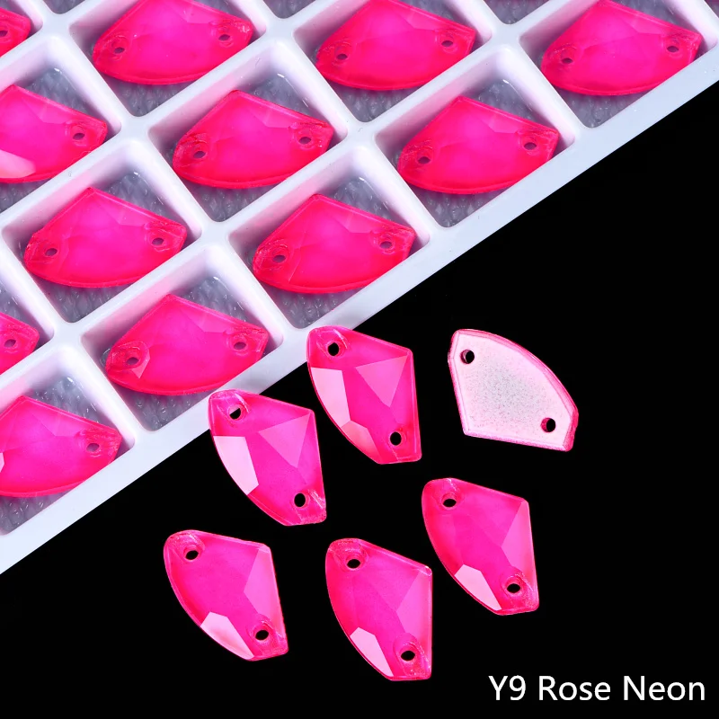 OLeeya Galactic Axe Hochwertige Neon K9 Glas-Kristall-Nähsteine, flache Rückseite, abgeschrägte Kanten, zum Aufnähen, für Kleidung, Taschen – Detail 6