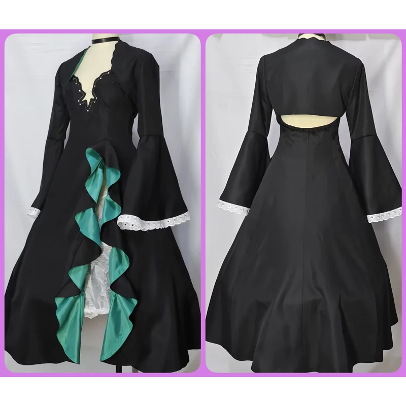 The Blue Archive Sunaokami Shiroko Dark Cosplay Costume Customize Female elegant Ruffled hemline black dress C