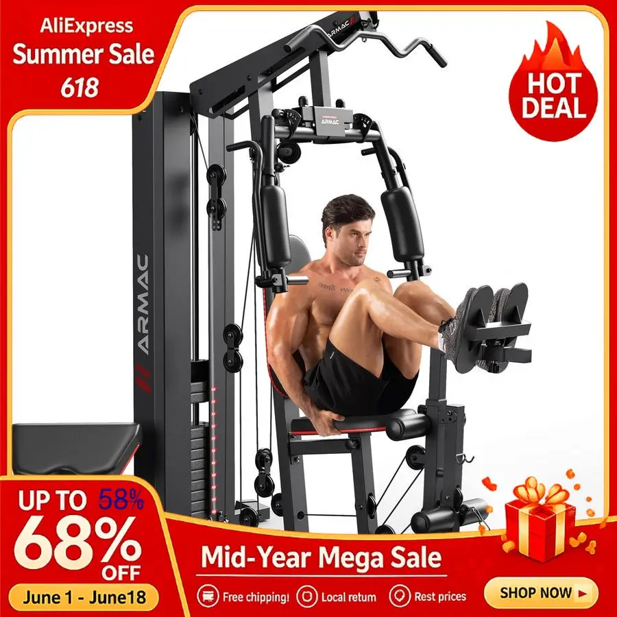 

Home Gym Equipment, 150LBS Weight Stack, Full Body Workout Machine with Pulley System for Strength Training, Custom