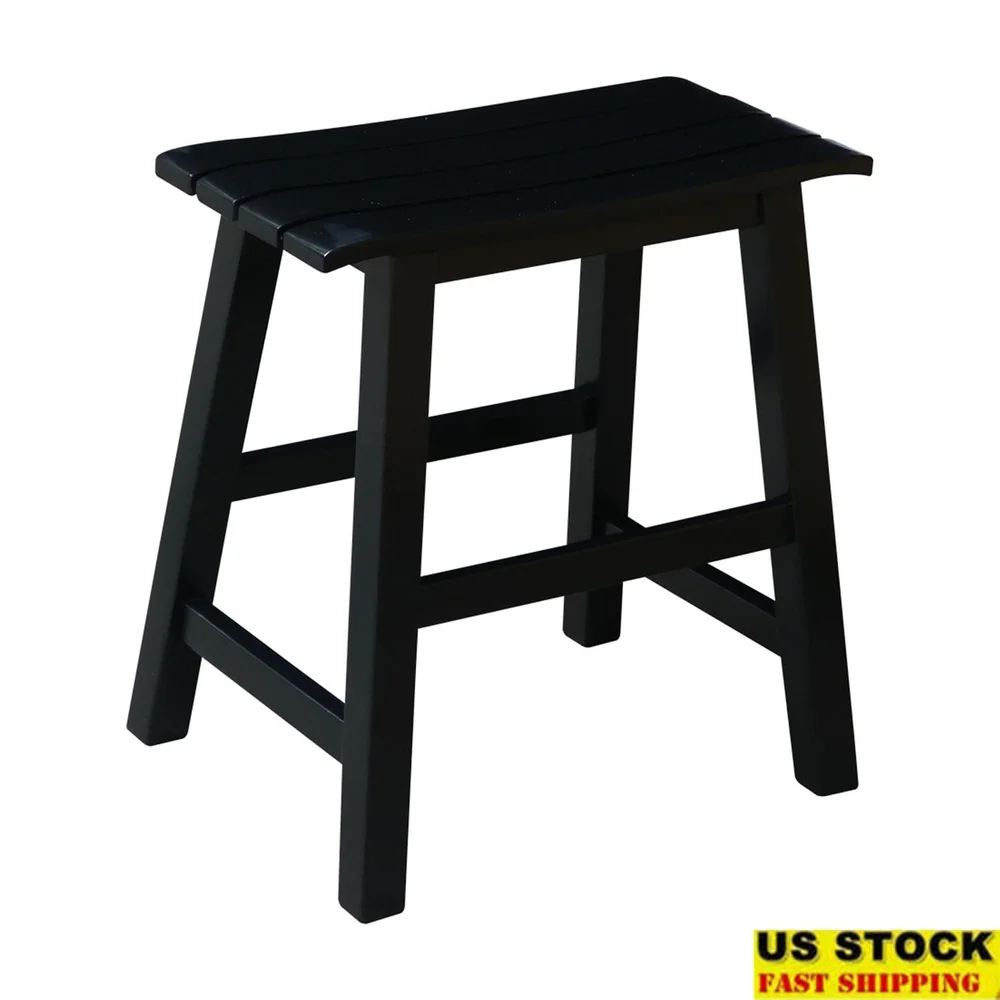 

Wooden Slat Seat Stool Adjustable Height Dining Kitchen Bar Furniture Solid Wood Assembly Required 18 Inch Home Decor