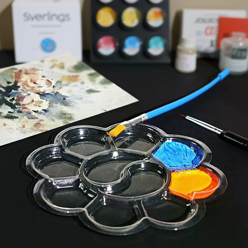 Tavolozza di pittura a olio a guazzo usa e getta da 20 pezzi Tavolozza di pittura a forma di fiore di prugna Tavolozza di pittura ad acquerello lavabile