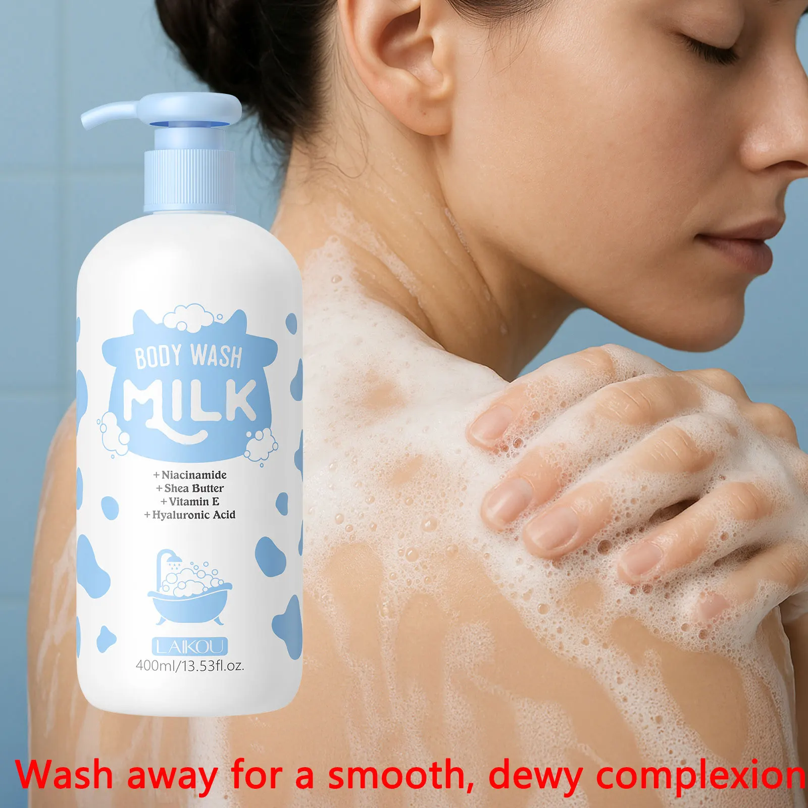 Gel de banho de leite 400ml Gel de banho perfumado e hidratante refrescante e limpo