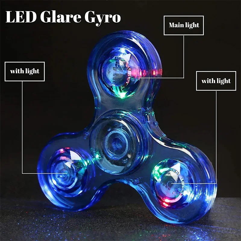 Nuovi Fidget Spinner luminosi a LED Light Up Clear Fidget Toys Giocattoli per l'ansia ADHD Riduttore antistress Spin per bambini Paillettes