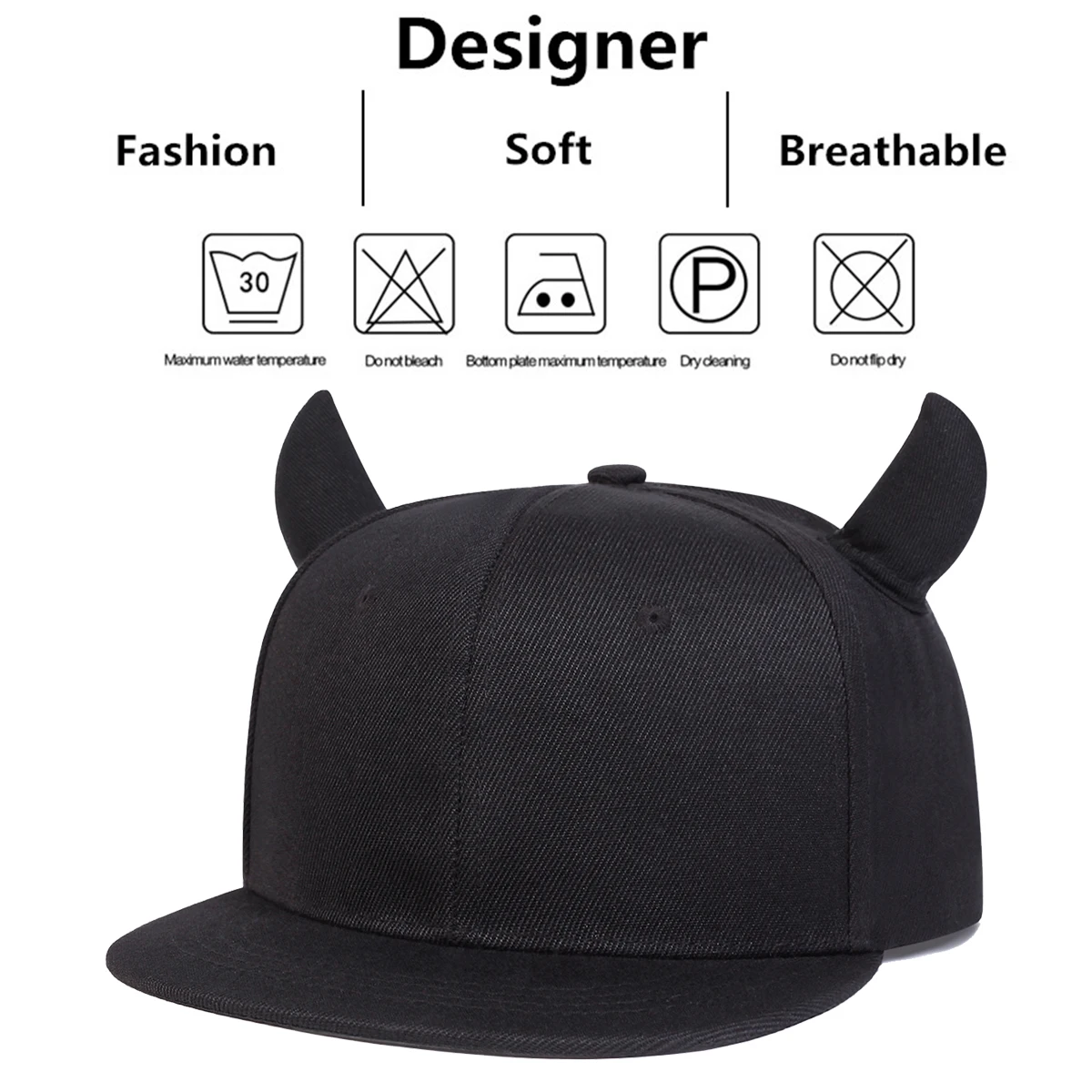 Unisex Cute Cow Horn Hip-hop Hats Fashion Spring Autumn Outdoor Adjustable Casual Baseball Caps Sunscreen Hat