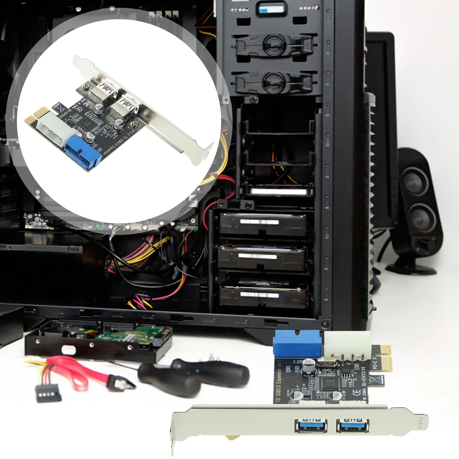 

Upgraded 3.0 Express Expansion Card Pci-E To Dual 3.0 Internal Hub For Desktop Stable Transfer Support Multiple Plug Play