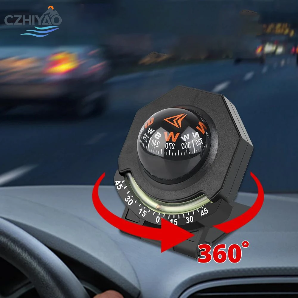 

:High Precision Vehicle Mounted Compass With Luminous Ball Multi Functional Navigation For Cars Boats And Interior Dashboards