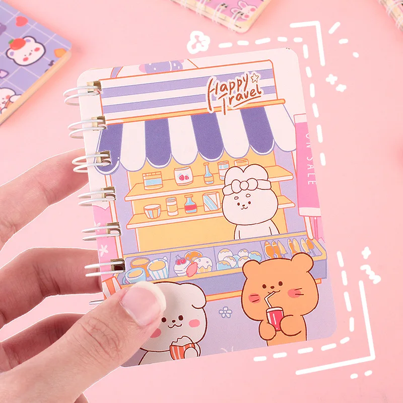 Korean Cute Girl Boy Coil Notepad Pocketbook Message Memo Notebook Student Diary Mini Kawaii Office Simple Journal Pocket Book