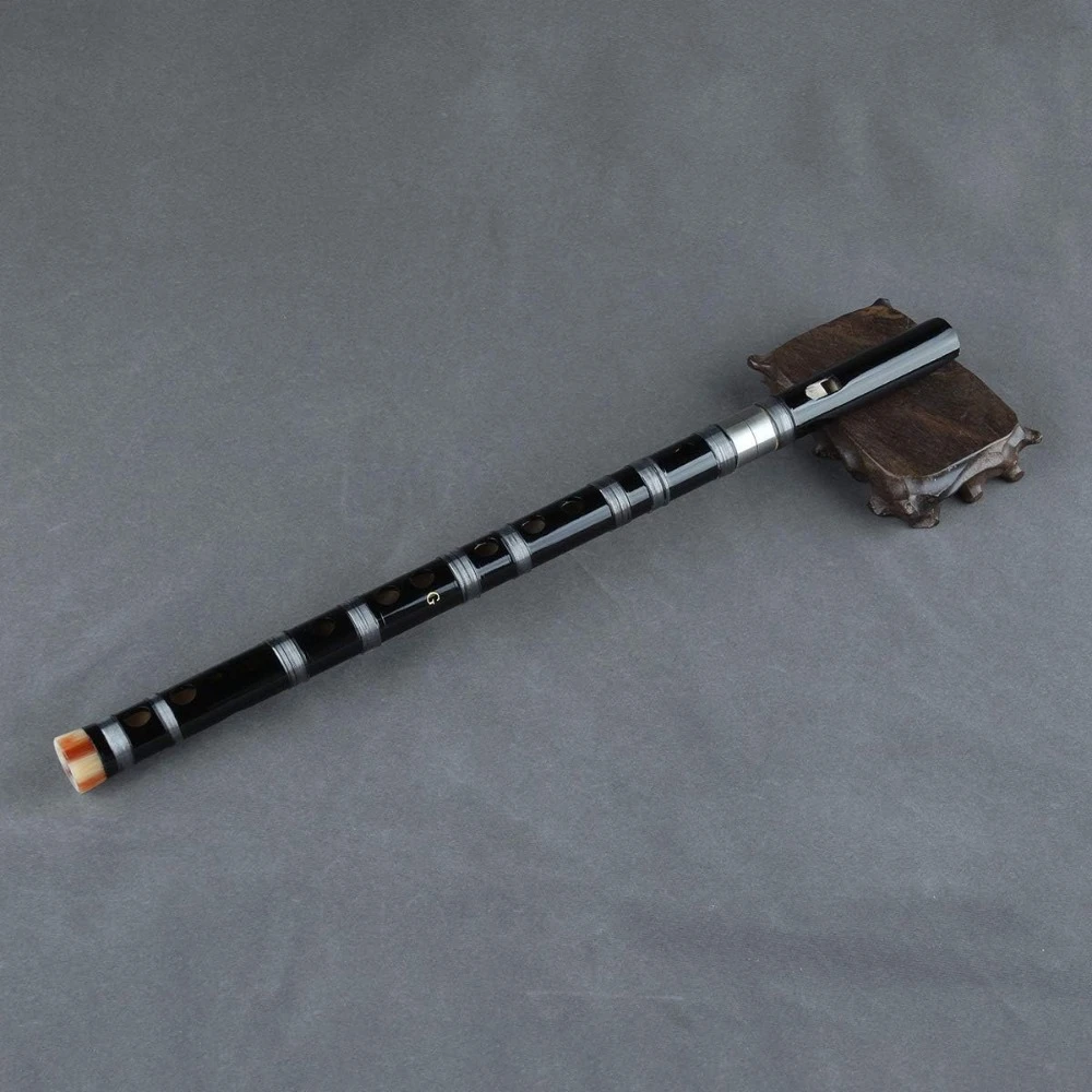 Bamboo Clarinet Vertical Flute with Clear Line Chinese Handmade Musical Instrument (Black-C Key) Flute